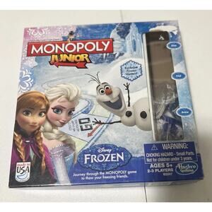 Frozen Disney Monopoly Junior Board Game 2014 Parker Brothers Hasbro Complete